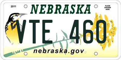 NE license plate VTE460