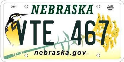 NE license plate VTE467
