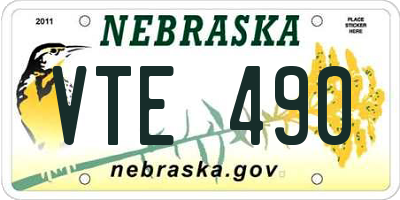 NE license plate VTE490