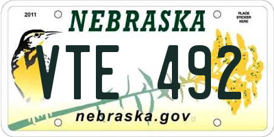 NE license plate VTE492