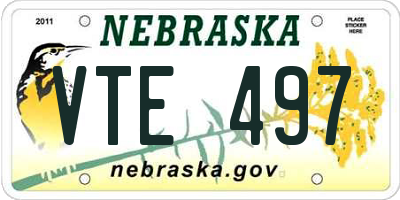 NE license plate VTE497