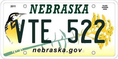 NE license plate VTE522