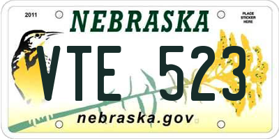 NE license plate VTE523