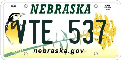NE license plate VTE537