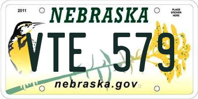 NE license plate VTE579