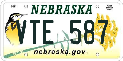 NE license plate VTE587