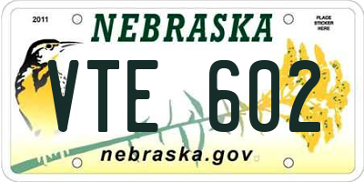 NE license plate VTE602