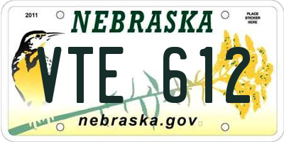NE license plate VTE612