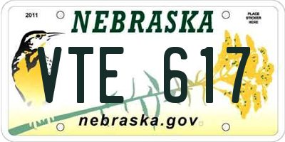 NE license plate VTE617