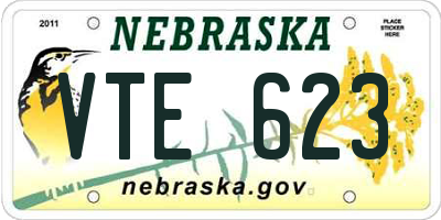 NE license plate VTE623