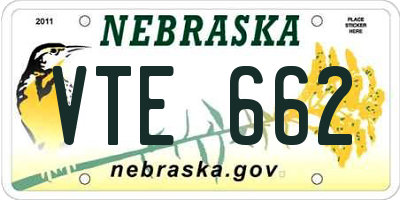NE license plate VTE662