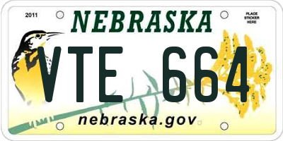 NE license plate VTE664