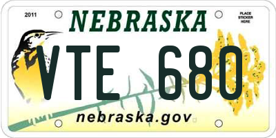 NE license plate VTE680