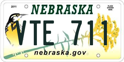NE license plate VTE711