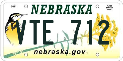 NE license plate VTE712