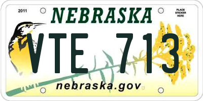 NE license plate VTE713