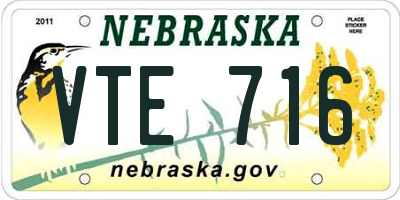 NE license plate VTE716