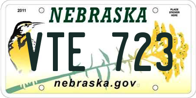 NE license plate VTE723