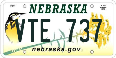 NE license plate VTE737