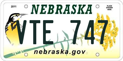 NE license plate VTE747