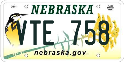 NE license plate VTE758