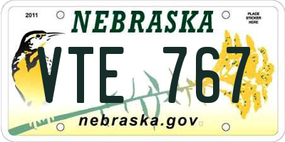 NE license plate VTE767