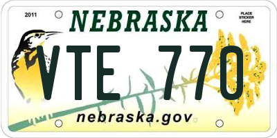 NE license plate VTE770