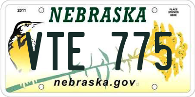 NE license plate VTE775