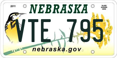 NE license plate VTE795