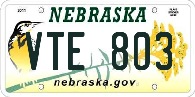 NE license plate VTE803
