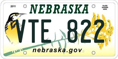 NE license plate VTE822