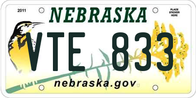 NE license plate VTE833