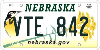 NE license plate VTE842