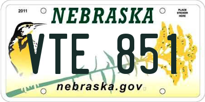 NE license plate VTE851