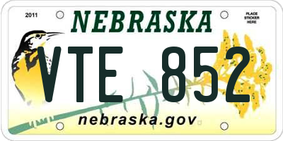 NE license plate VTE852