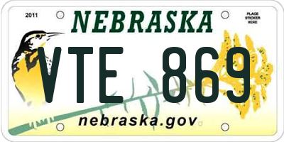 NE license plate VTE869