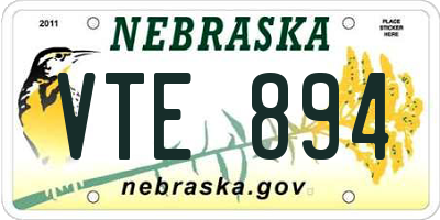 NE license plate VTE894