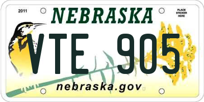 NE license plate VTE905