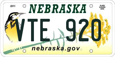 NE license plate VTE920