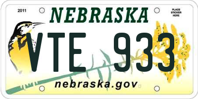 NE license plate VTE933