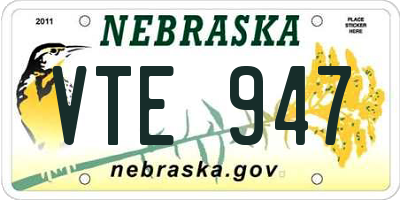 NE license plate VTE947