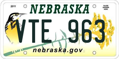 NE license plate VTE963