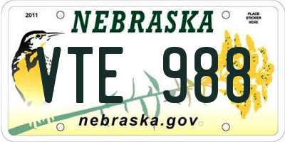 NE license plate VTE988