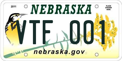 NE license plate VTF001