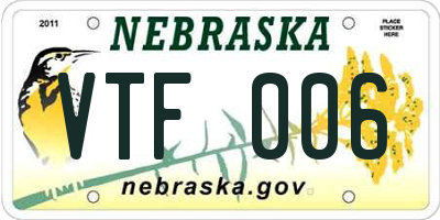 NE license plate VTF006