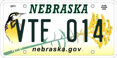 NE license plate VTF014