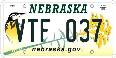NE license plate VTF037