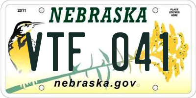 NE license plate VTF041