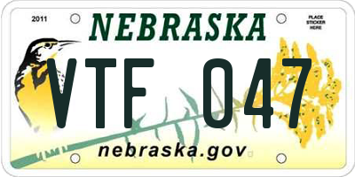 NE license plate VTF047