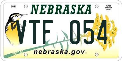 NE license plate VTF054